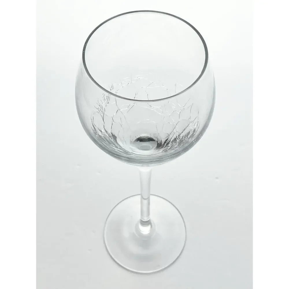 Pier 1 “Reflections” Set of 3 Crackled Wine Glasses 9 1/4” 12oz